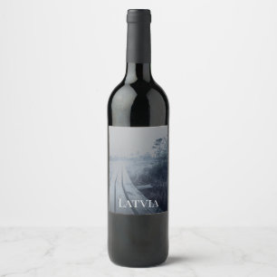 Foggy swamp landscape wine label
