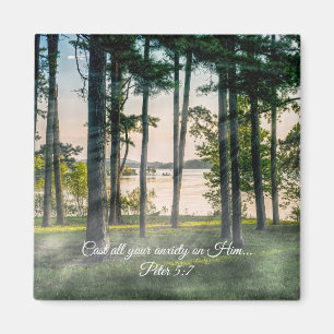 Foggy Trees At Table Rock Bible Verse Magnet
