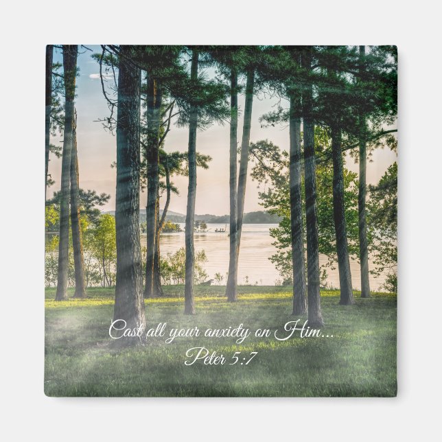 Foggy Trees At Table Rock Bible Verse Magnet (Front)