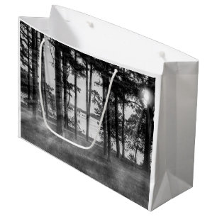 Foggy Trees At Table Rock Grayscale Large Gift Bag