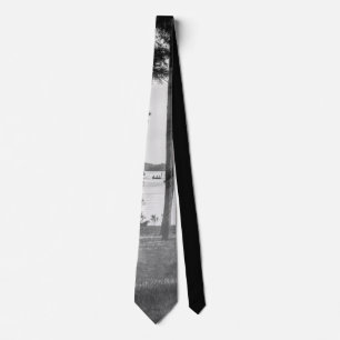 Foggy Trees At Table Rock Grayscale Tie