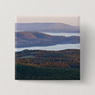 Foggy valleys and fall foliage in Ozark 15 Cm Square Badge