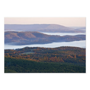 Foggy valleys and fall foliage in Ozark Photo Print