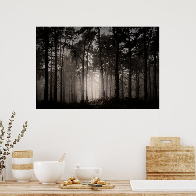 Foggy Woodland Rushmere Country Park (0872) Poster (Kitchen)