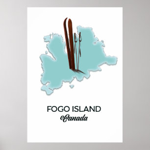 Fogo island Canada map poster