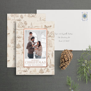 Foil 12 Days of Christmas Toile Holiday Photo Card