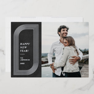 Foil Abstract Geometric New Year's Card - Black