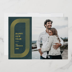 Foil Abstract Geometric New Year's Card - Teal