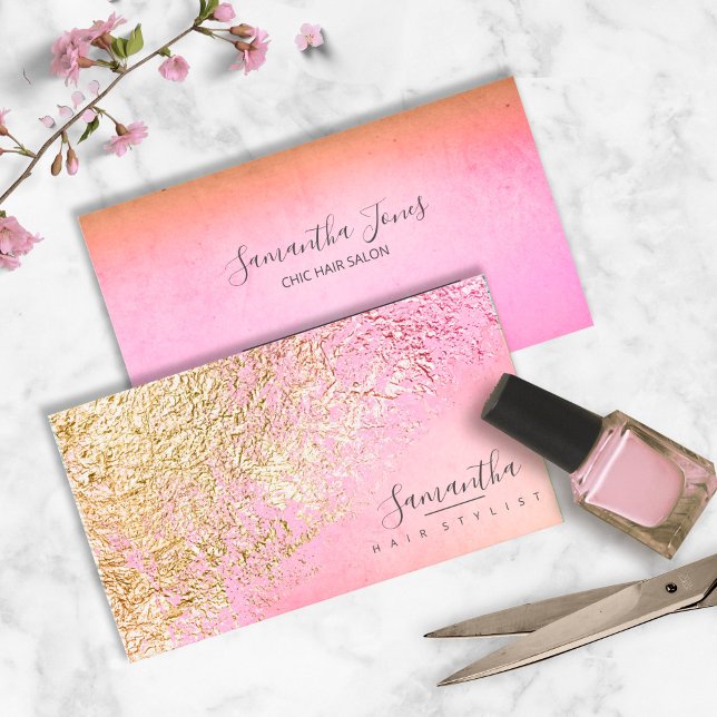 Foil Abstract Gold Peach ID775 Business Card (Creator Uploaded)