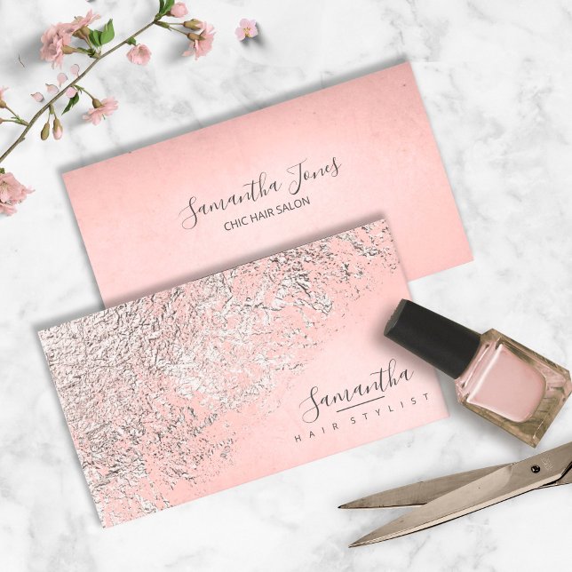 Foil Abstract Silver Rose Gold ID775 Business Card (Creator Uploaded)