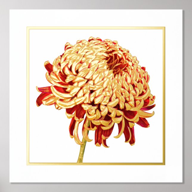 Foil Accent Red & Gold Mum Print Poster (Front)