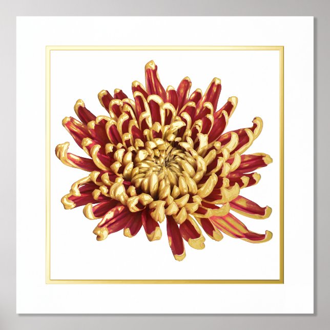 Foil Accent Red & Gold Mum Print Poster (Front)