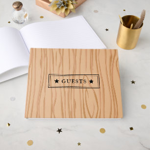 Foil Accented Guest Book in Natural Wood Style