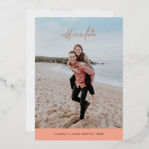 Foil All Our Love Valentine's Day Card - Peach