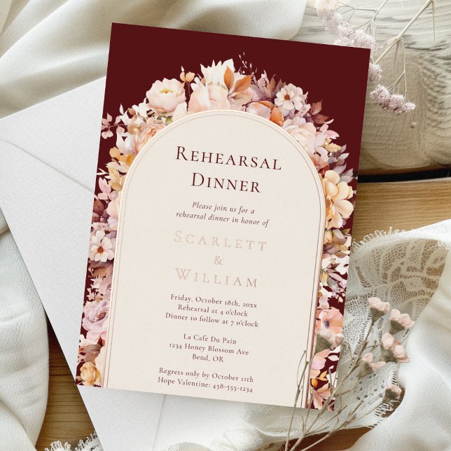 FOIL Autumn Burgundy Arch Wedding Rehearsal Dinner (Creator Uploaded)