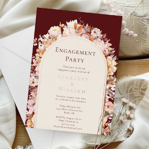 FOIL Autumn Floral Burgundy Arch Engagement Party