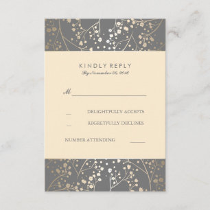 Foil Baby's Breath Wedding RSVP Cards