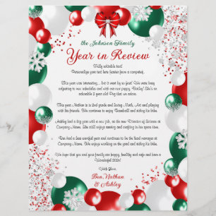 Foil Balloon Christmas Letter Template Stationary Custom Letterhead