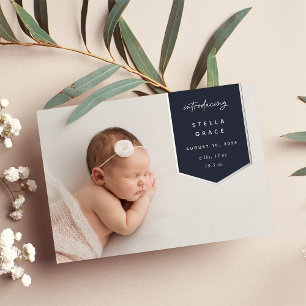 Foil Banner Overlay Photo Birth Announcement