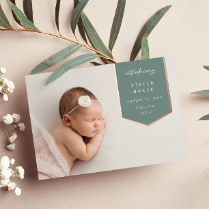 Foil Banner Overlay Photo Birth Announcement