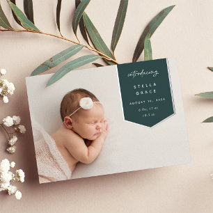 Foil Banner Overlay Photo Birth Announcement