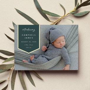 Foil Banner Overlay Photo Birth Announcement
