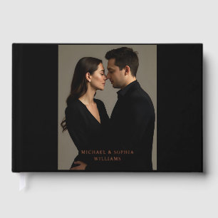 Foil Black Guest Book Simple Photo Elegant