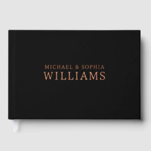 Foil Black Modern Guest Book Simple Photo Elegant