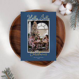 FOIL Blue Holly Jolly Christmas Family Photo