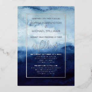 Foil Blue Watercolor Editable Template Photograph