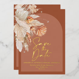 foil bohemian terracotta pampas grass save the dat