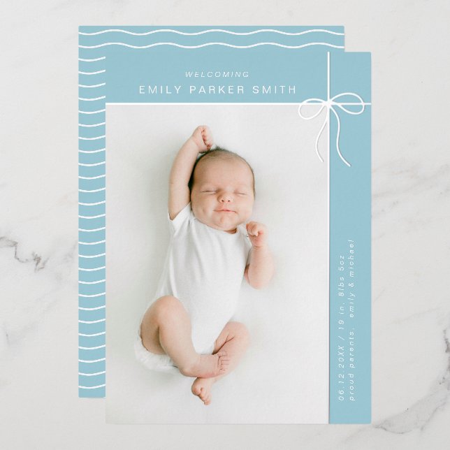 foil bow and lines cute portrait single photocard (Front/Back)