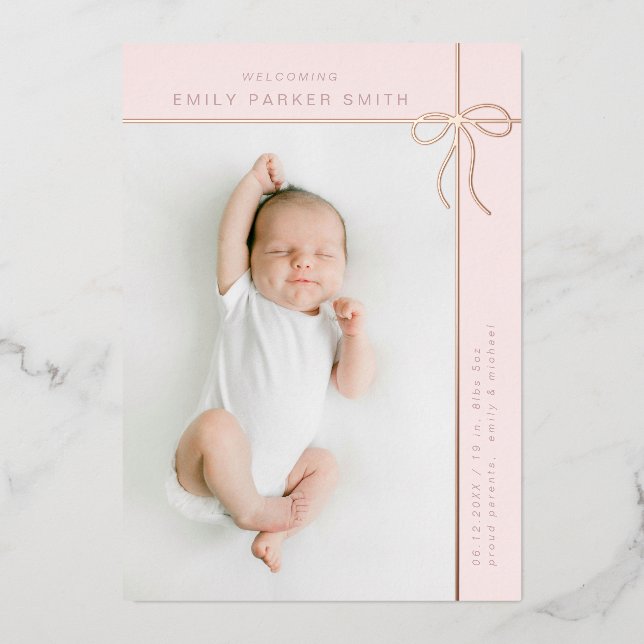 foil bow and lines cute portrait single photocard (Front)