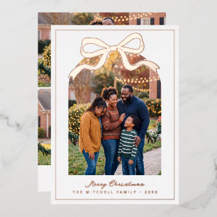 Foil Bow Merry Christmas Arched Family Photo