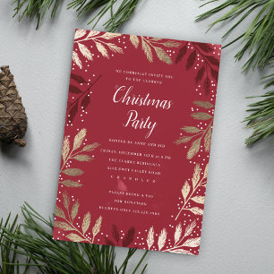 Foil Branch Frame Christmas Party Invitation