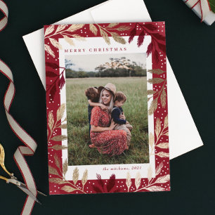 Foil Branches Merry Christmas Photo Frame Holiday