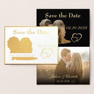 Foil Bride and Groom Wedding Save the Date Photo Card