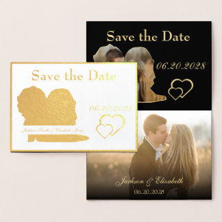 Foil Bride and Groom Wedding Save the Date Photo Foil Card