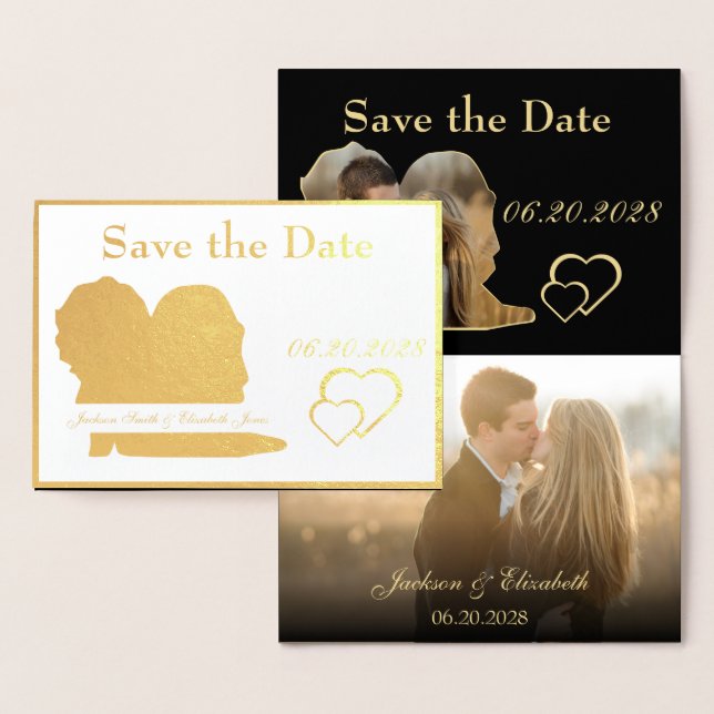 Foil Bride and Groom Wedding Save the Date Photo Foil Card (Display)