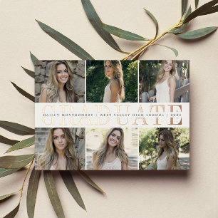 Foil Centre Stripe   Photo Graduation Announcement