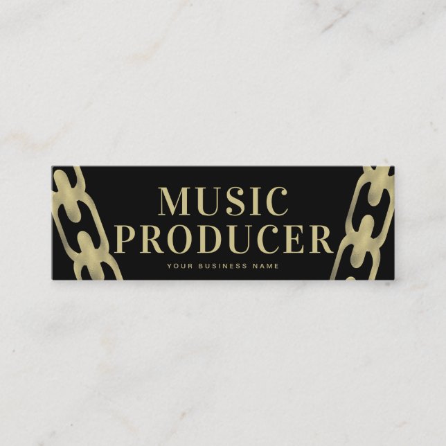 Foil Chain Music Industry Producer DJ  BLACK Mini Business Card (Front)