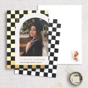 Foil Chequered Arch Photo Graduation Announcement