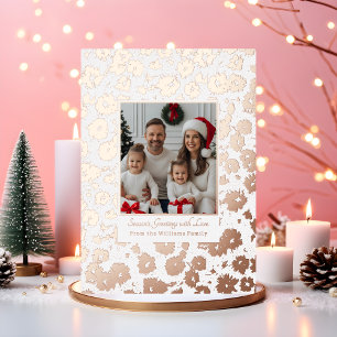 Foil Christmas Card Template 2 Photo Flower White