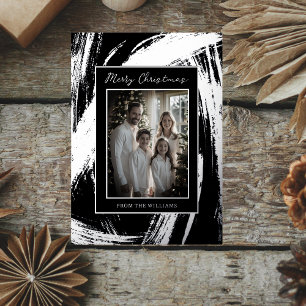 Foil Christmas Card Template Holiday Elegant Black