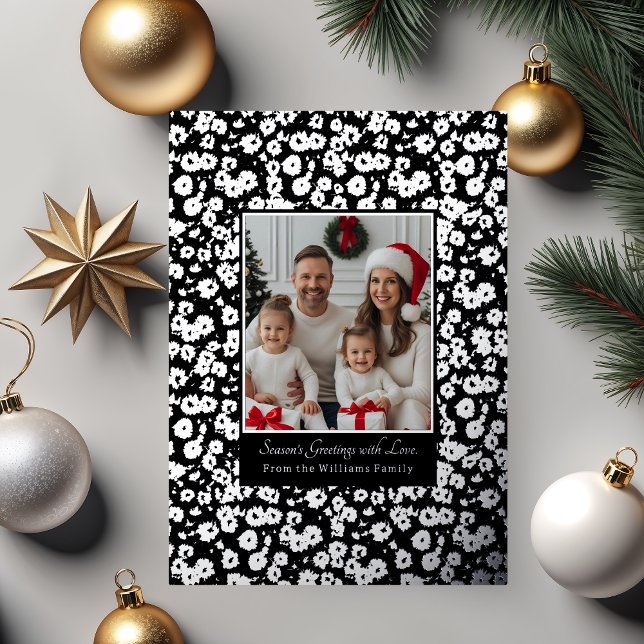Foil Christmas Card Template Photo Flowers Black (Creator Uploaded)