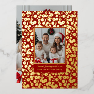 Foil Christmas Card Template Photo Flowers Texture