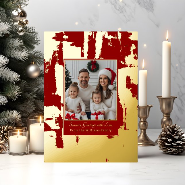Foil Christmas Cards Template 2 Photo Abstract Red (Creator Uploaded)