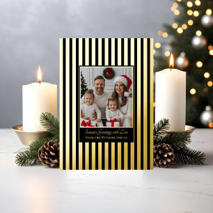 Foil Christmas Cards Template 2 Photo Black Stripe