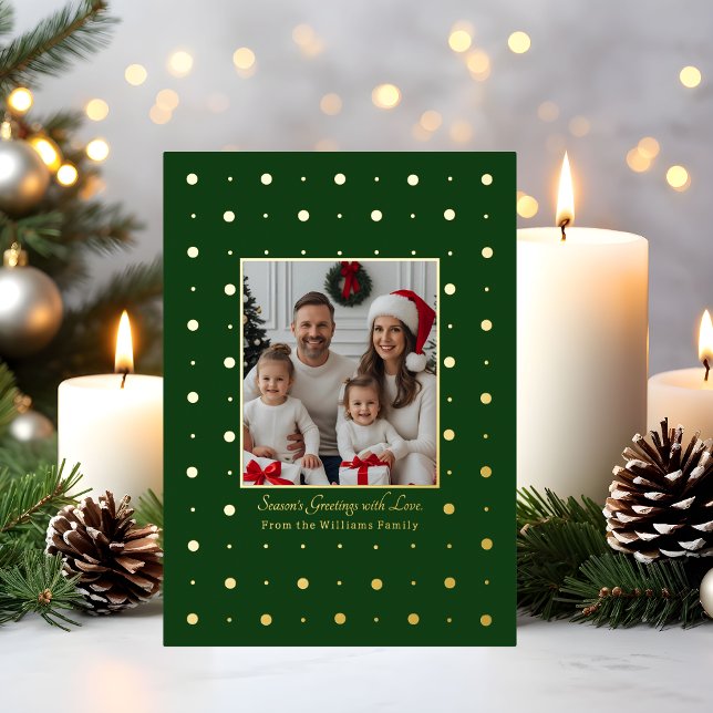 Foil Christmas Cards Template 2 Photo Green Dots (Creator Uploaded)