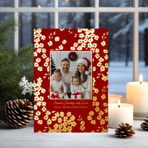 Foil Christmas Cards Templates 2 Photos Floral Red